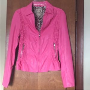 Downtown Coalition Hot Pink faux leather Jacket!